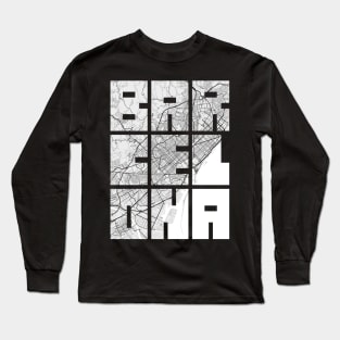 Barcelona, Spain City Map Typography - Light Long Sleeve T-Shirt